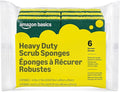 Amazon Basics Heavy DutyDual-Sided Scrub Sponges,Reusable, 4.4 x 2.7 x 0.8 in,Yellow/Green, 6-Pack